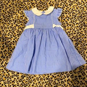Mondays child size 2 blue and white dress with scallop trim